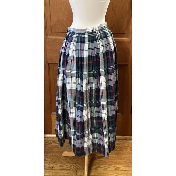 Vtg Ralph Lauren Tartan Plaid Skirt Sz 10 White Blue Label 90s Academia Preppy - Picture 3 of 10